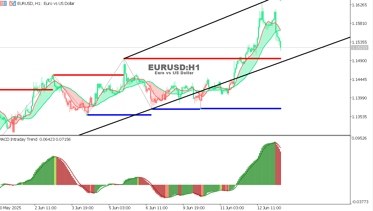 EUR/USD Chart on the hourtly time frame
