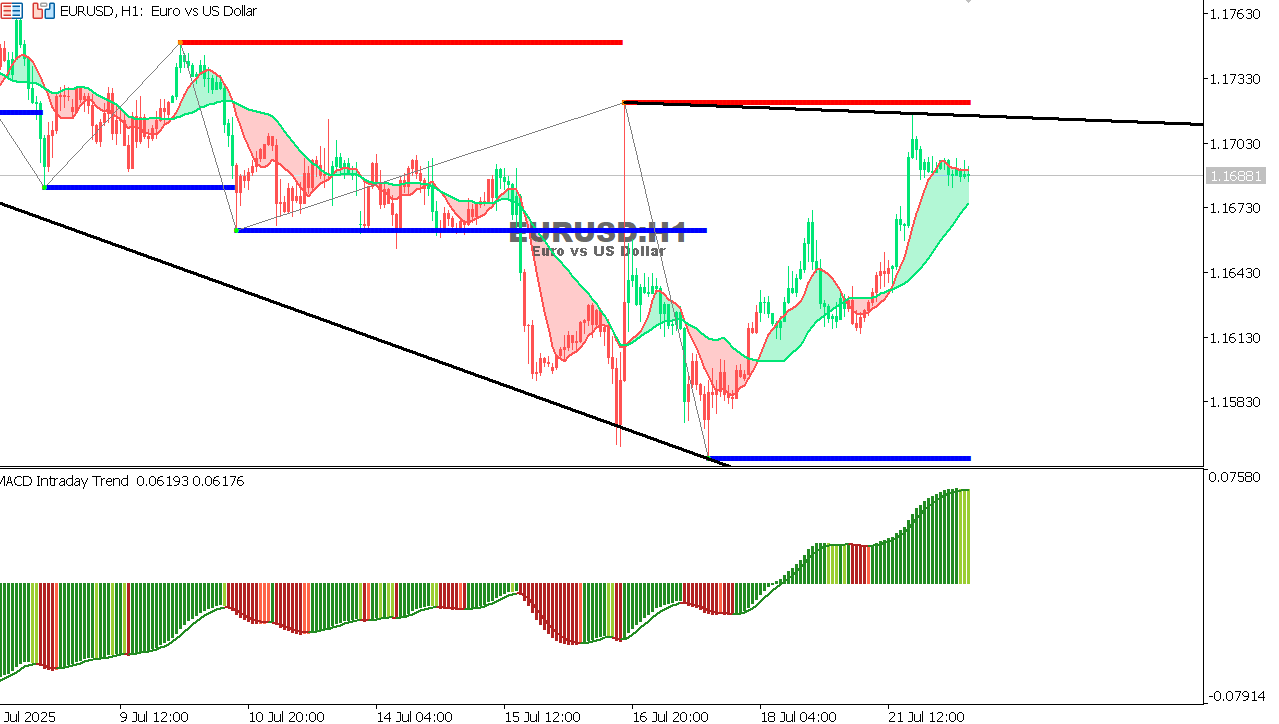 EUR/USD Chart on the hourtly time frame