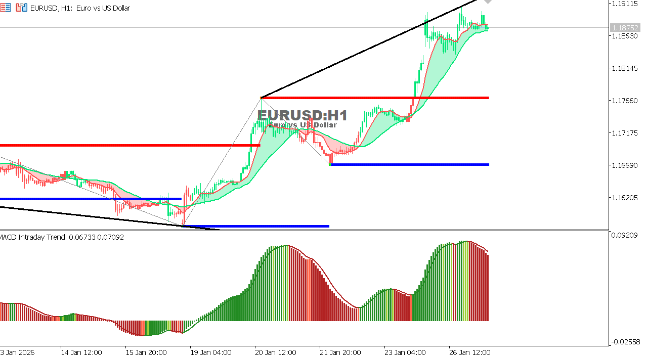 EUR/USD Chart on the hourtly time frame