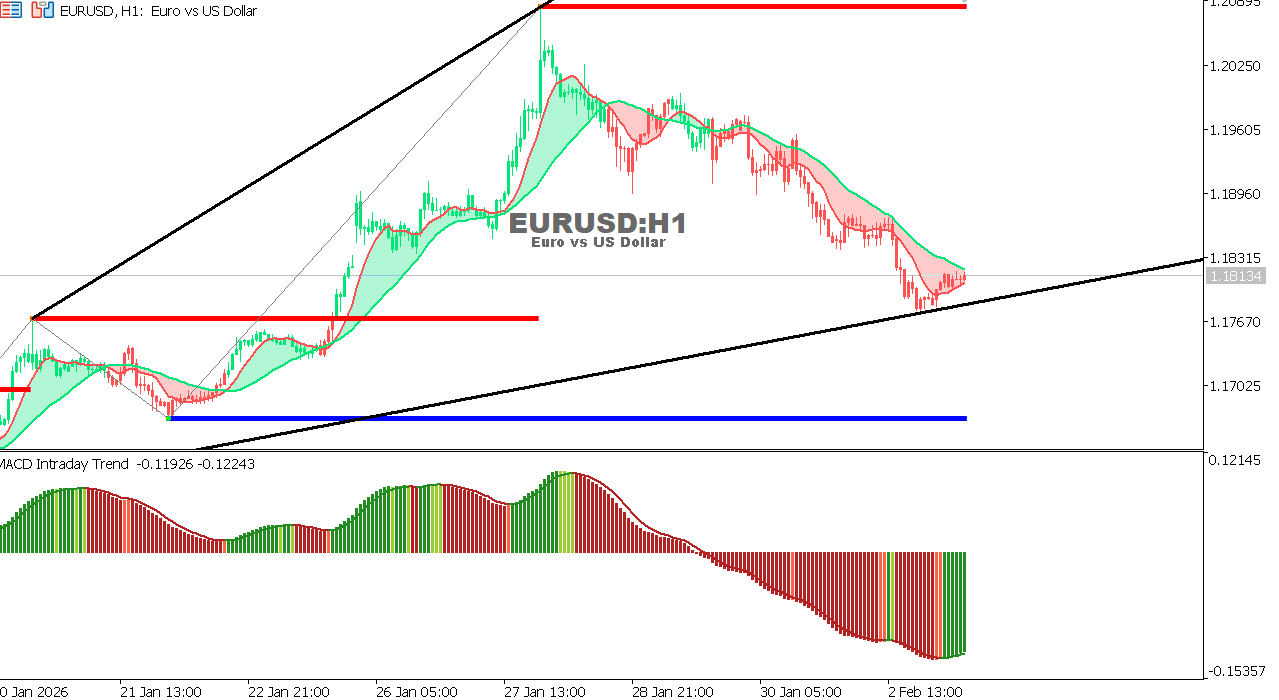 EUR/USD Chart on the hourtly time frame