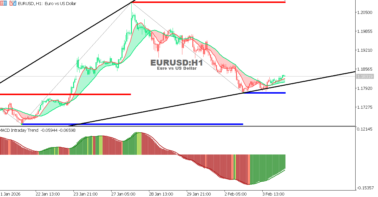 EUR/USD Chart on the hourtly time frame