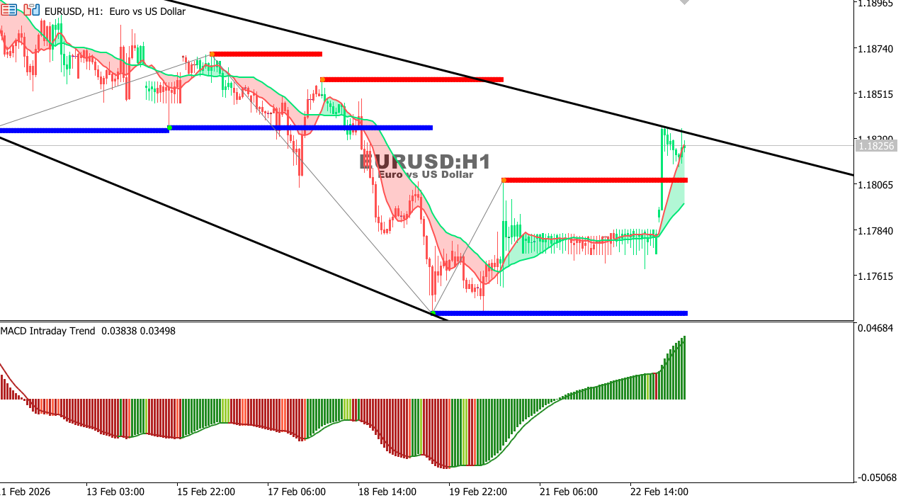EUR/USD Chart on the hourtly time frame