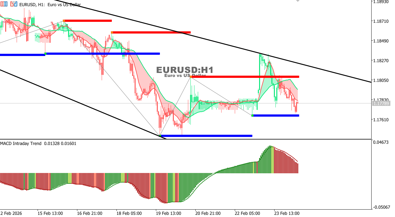 EUR/USD Chart on the hourtly time frame