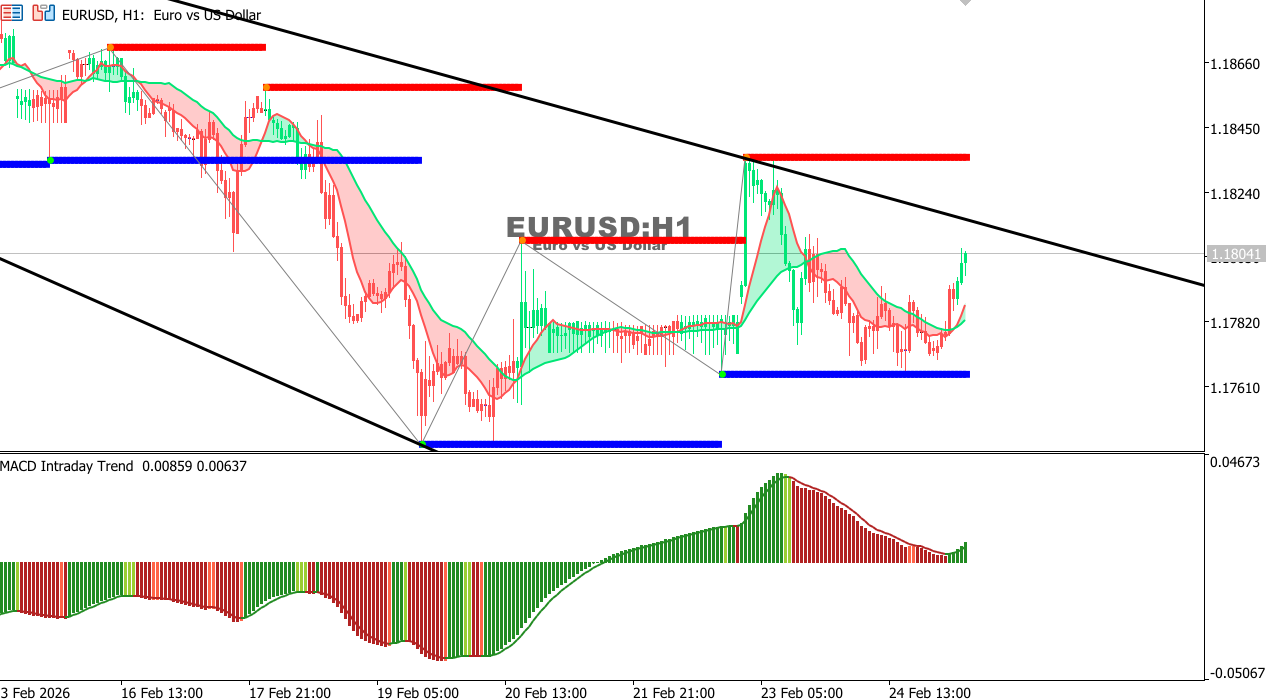 EUR/USD Chart on the hourtly time frame