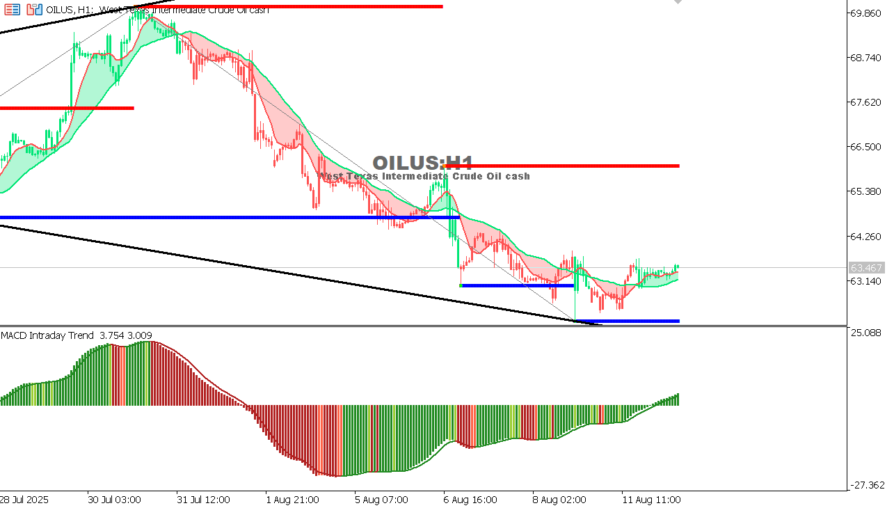 USOIL Chart on the hourtly time frame