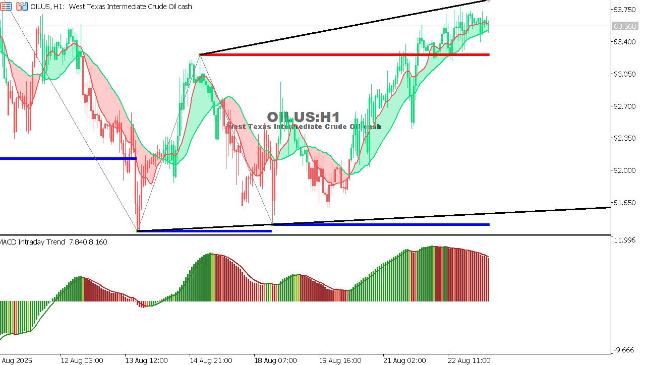 USOIL Chart on the hourtly time frame