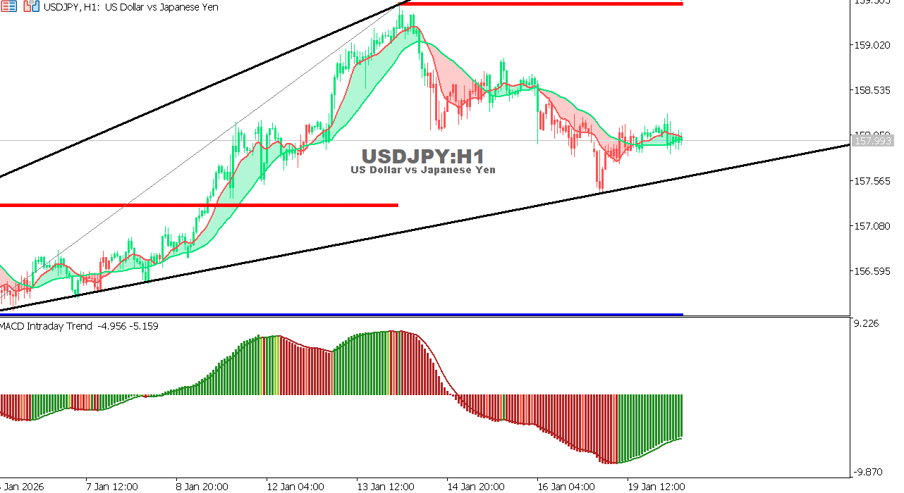 USDJPY chart on the hourly time frame