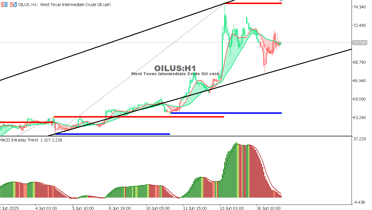 USOIL chart on the hourly time frame