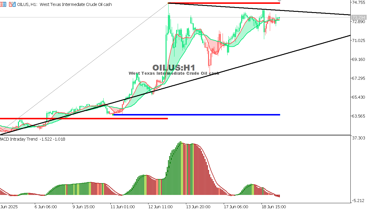 USOIL chart on the hourly time frame