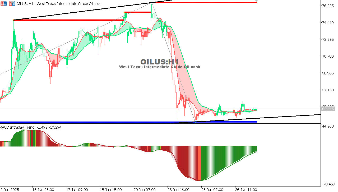 USOIL chart on the hourly time frame