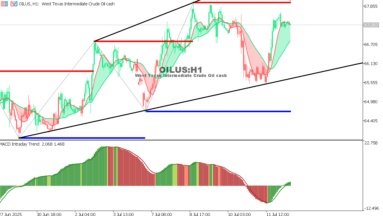 USOIL Chart on the hourtly time frame