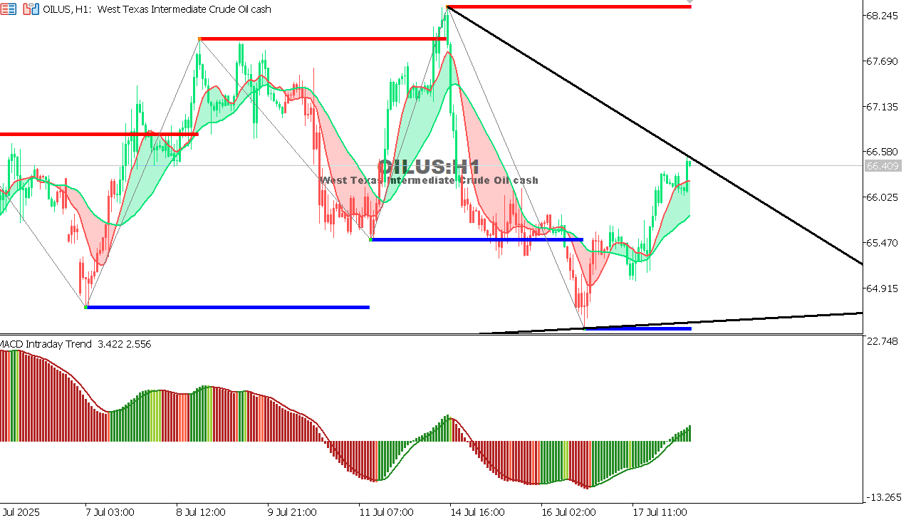 USOIL Chart on the hourtly time frame