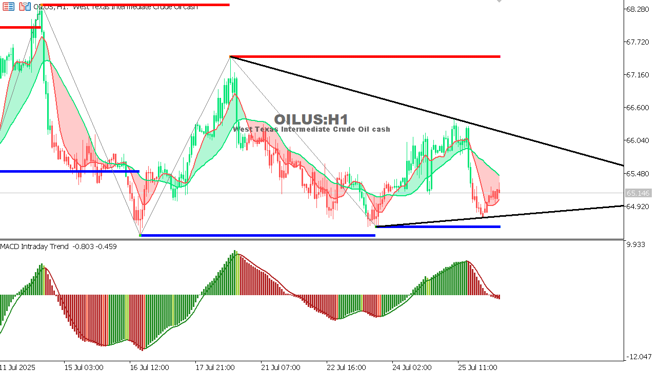 USOIL Chart on the hourtly time frame