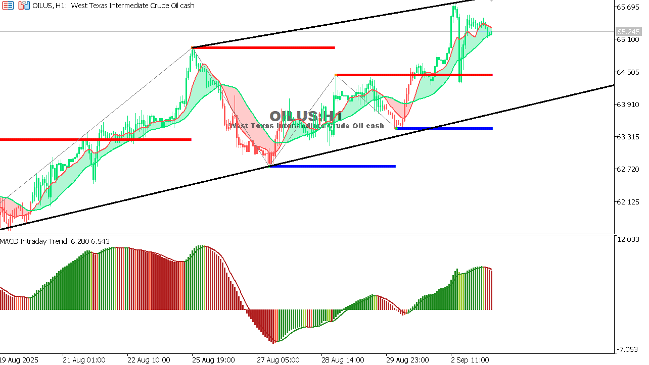 USOIL Chart on the hourtly time frame