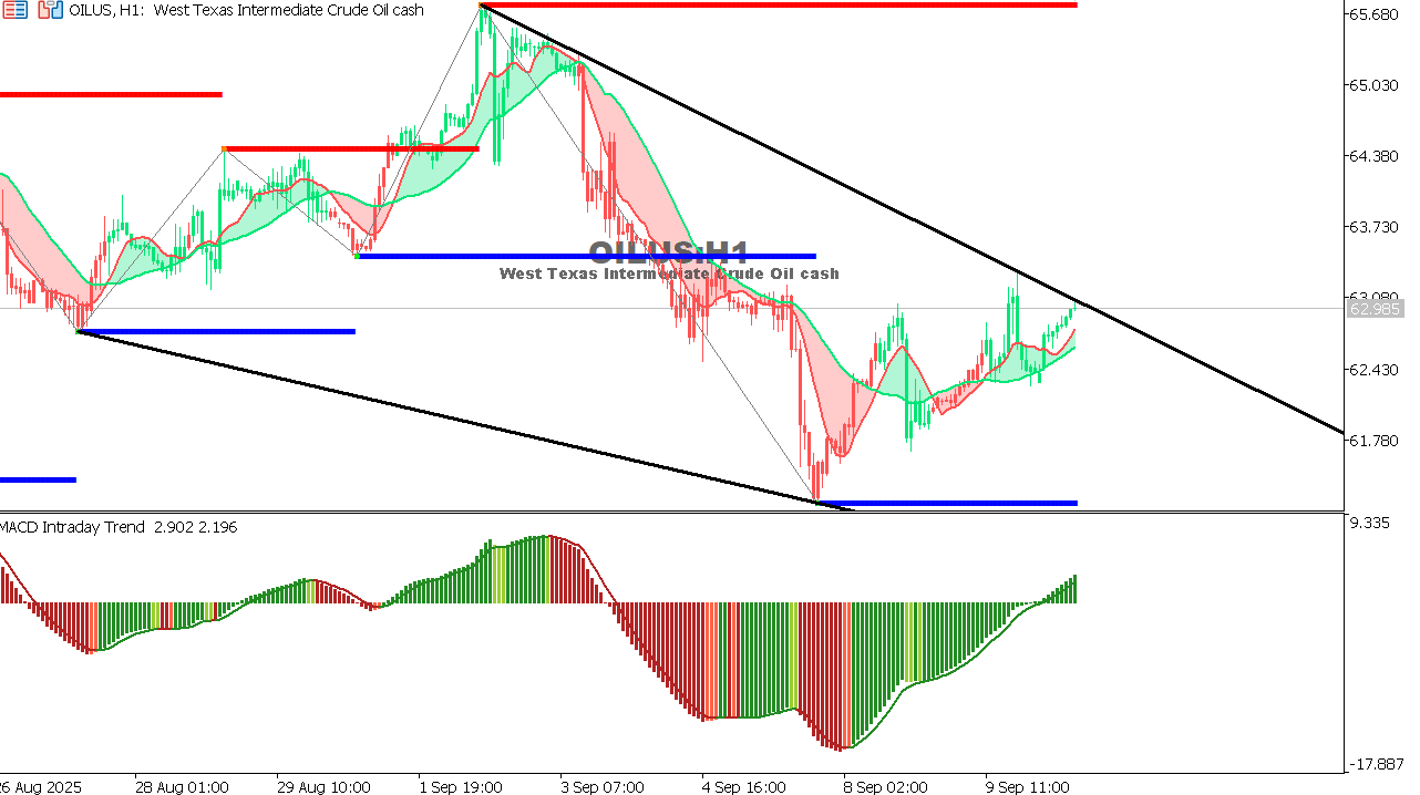 USOIL Chart on the hourtly time frame