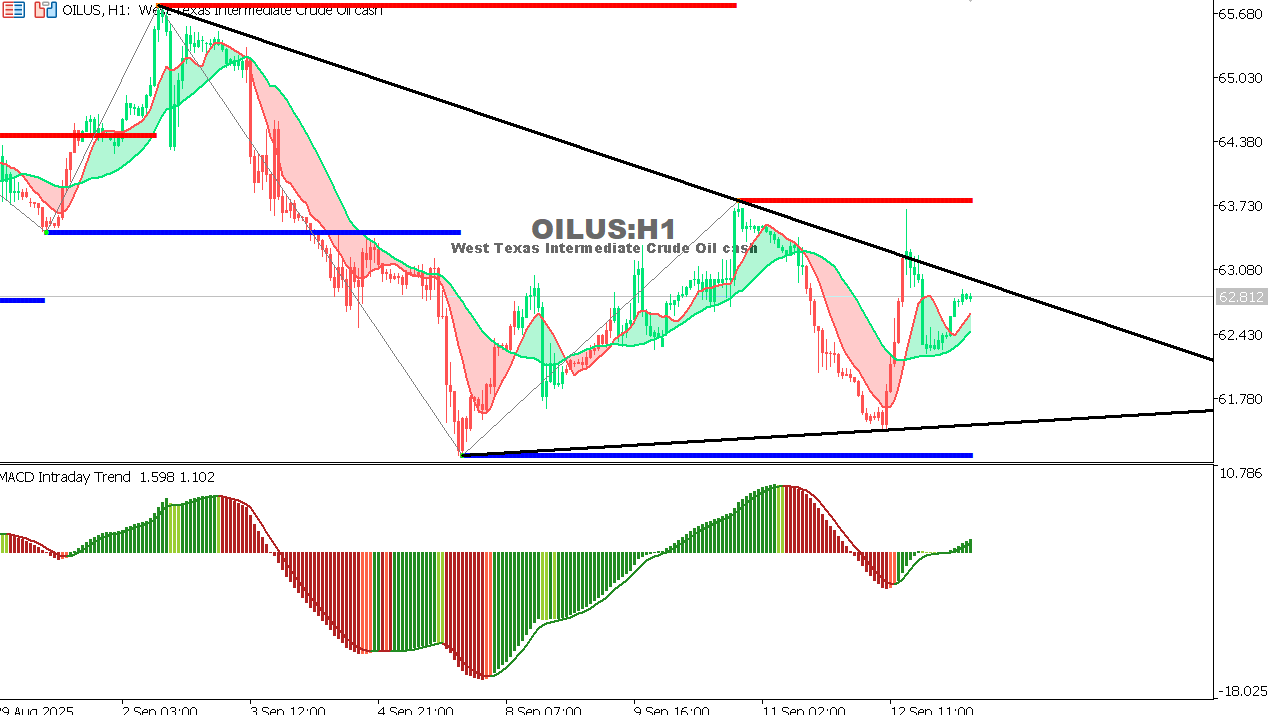 USOIL Chart on the hourtly time frame