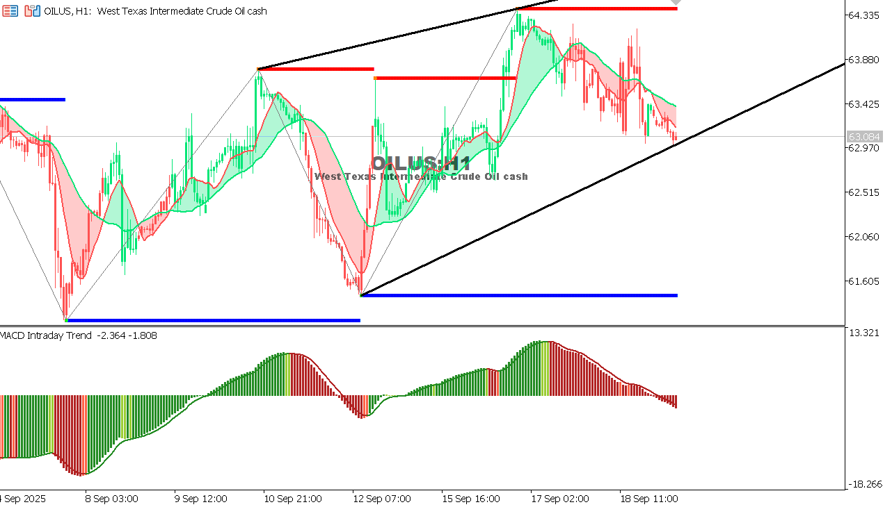 USOIL Chart on the hourtly time frame
