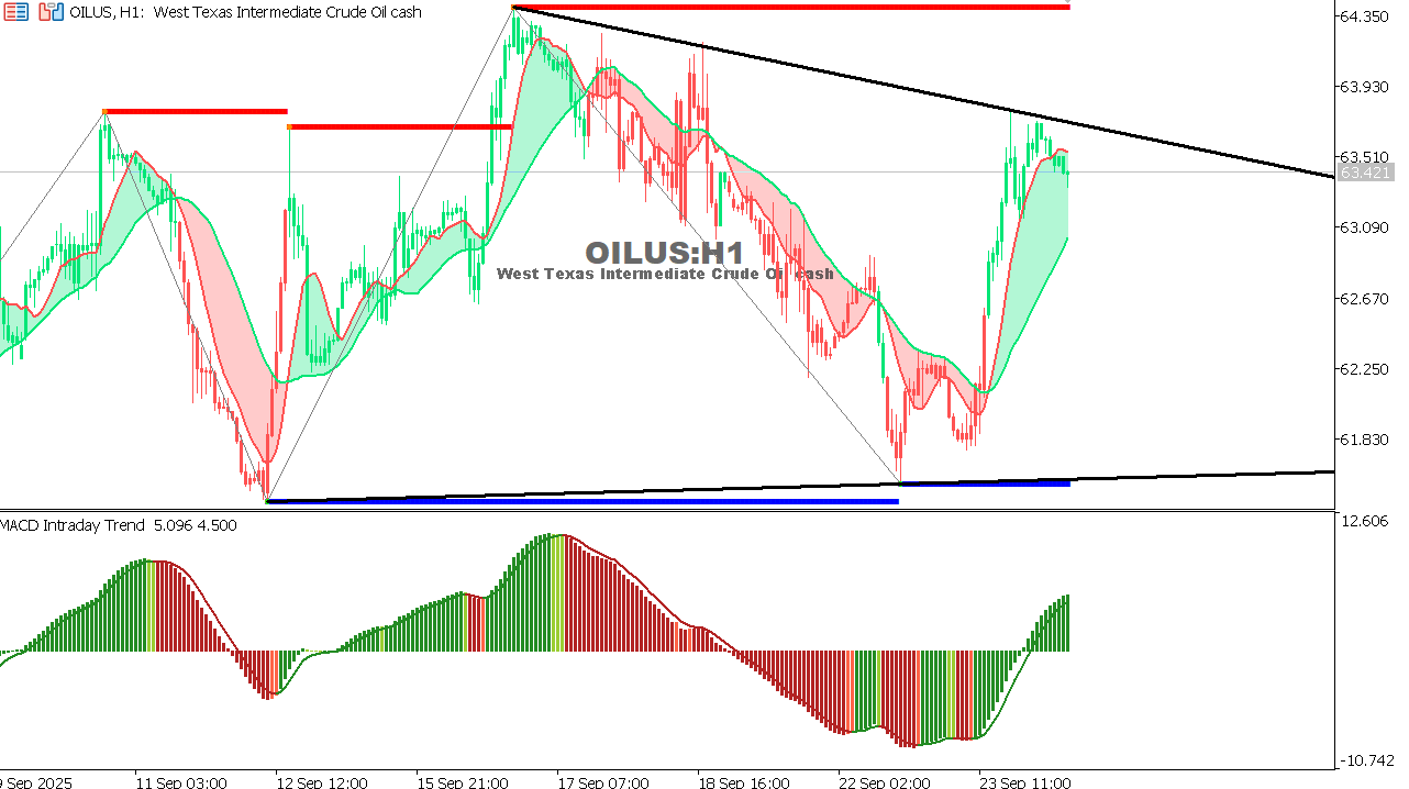 USOIL Chart on the hourtly time frame