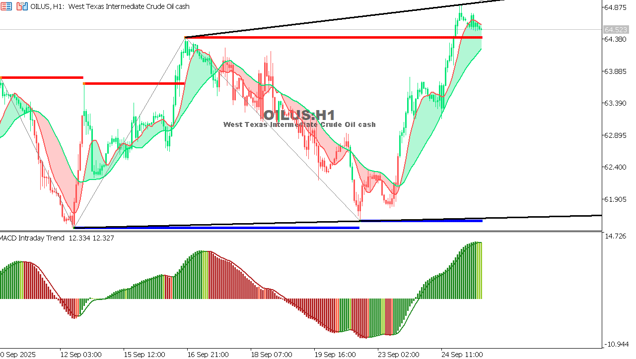 USOIL Chart on the hourtly time frame