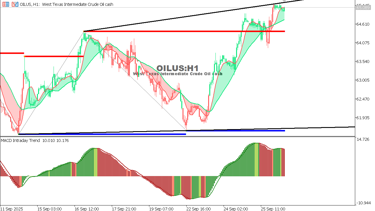 USOIL Chart on the hourtly time frame