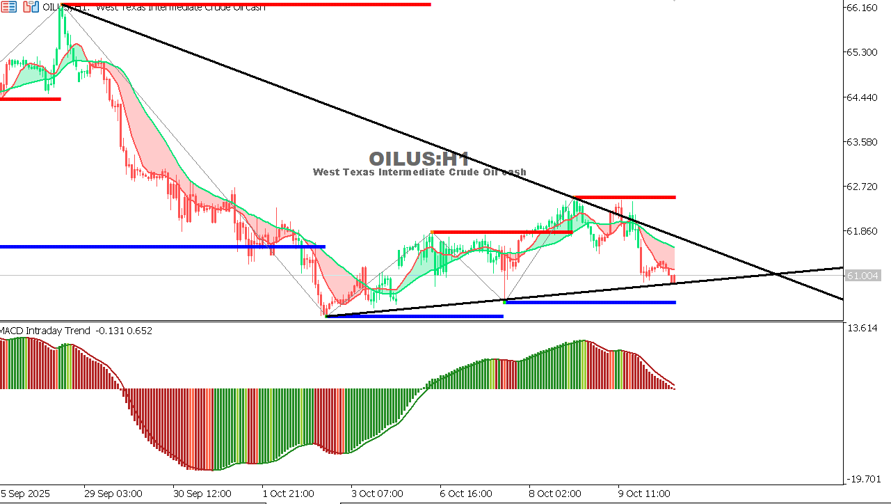 USOIL Chart on the hourtly time frame