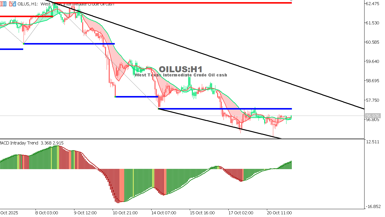USOIL Chart on the hourtly time frame