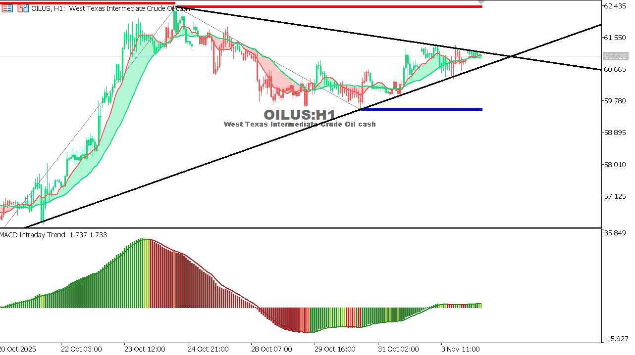 USOIL Chart on the hourtly time frame
