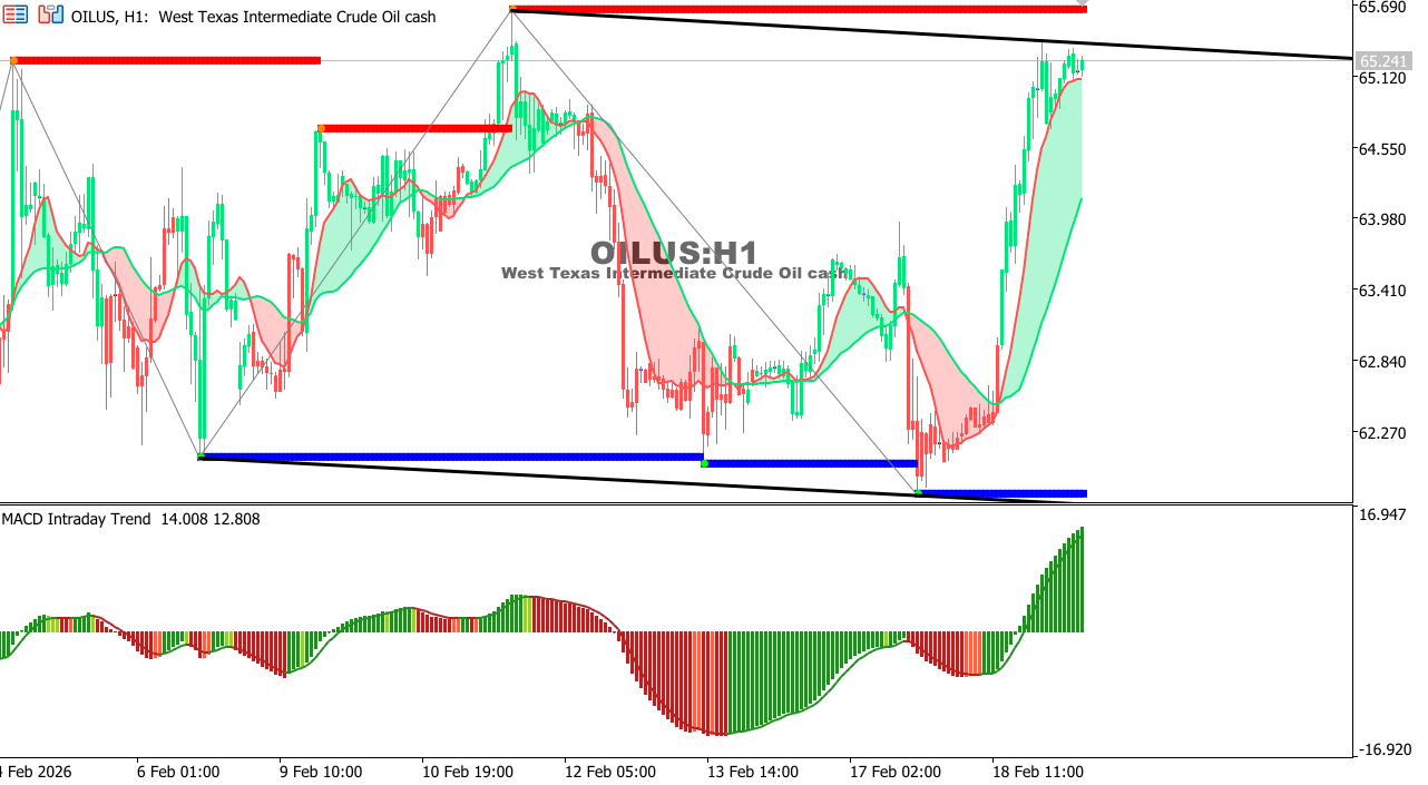 USOIL Chart on the hourtly time frame