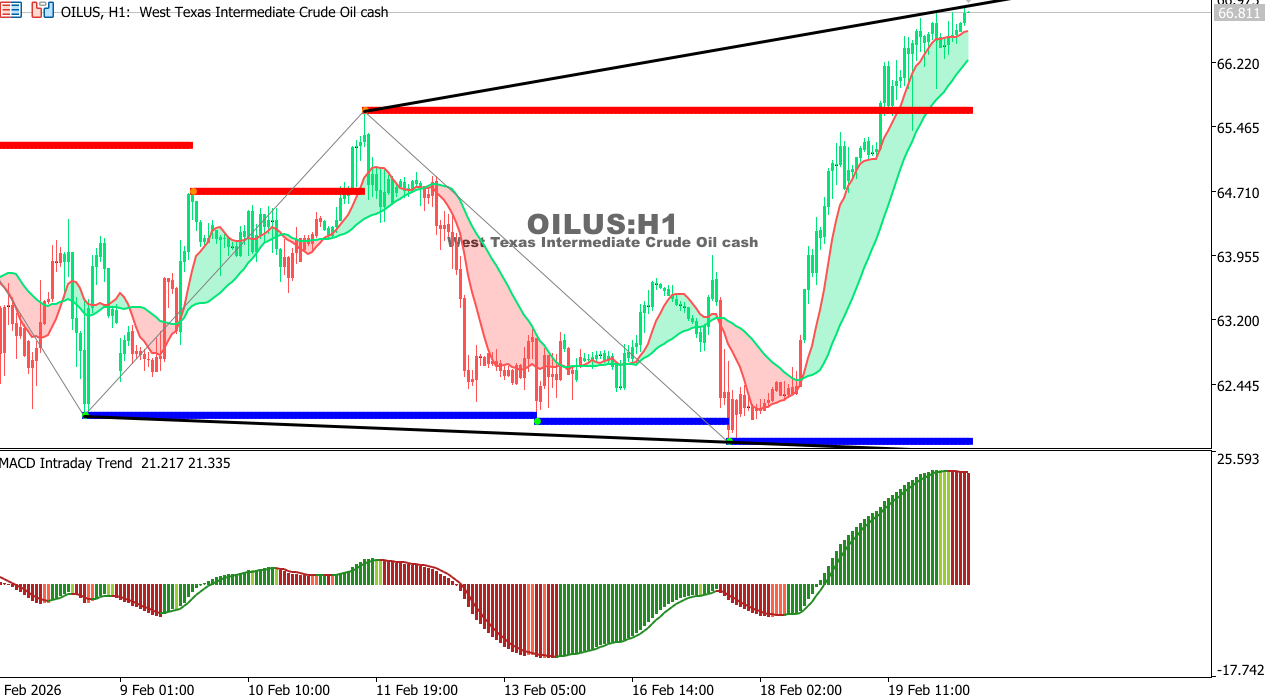USOIL Chart on the hourtly time frame