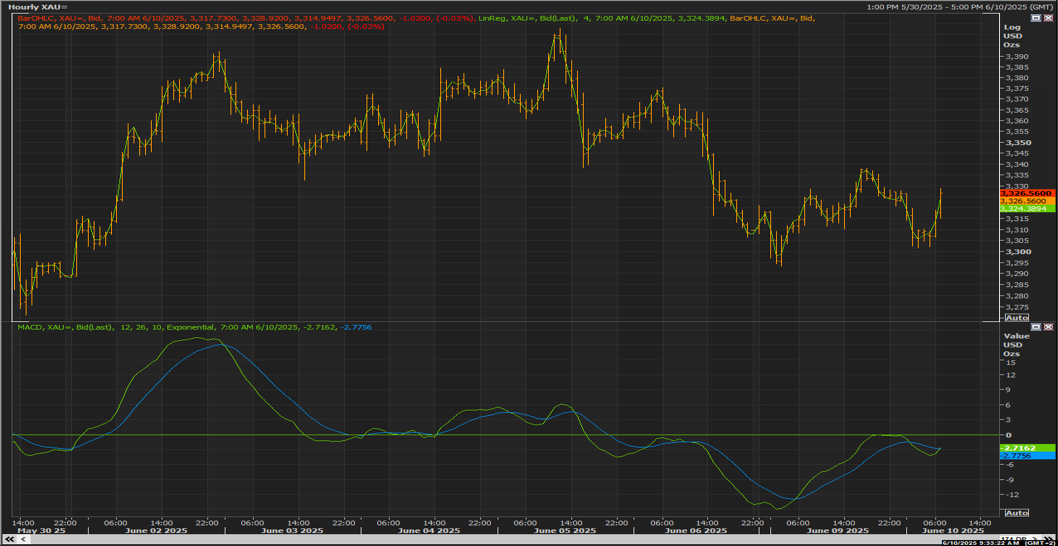 Gold chart on the hourly time frame
