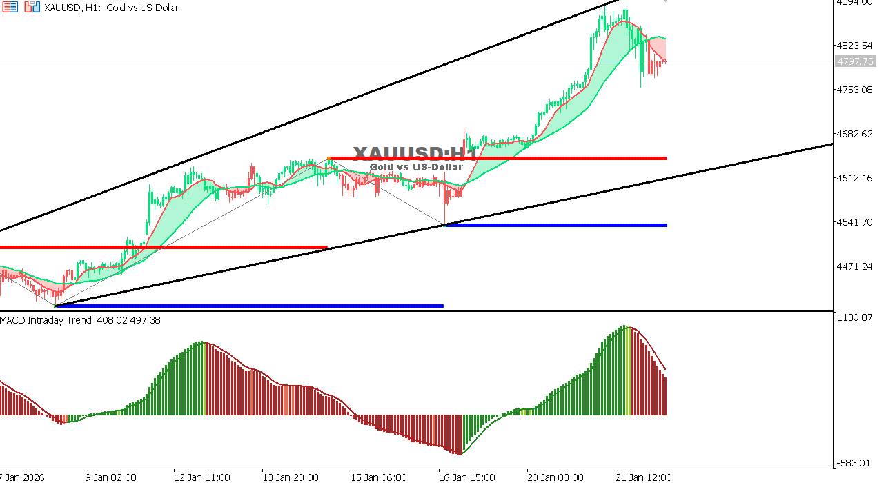 XAU/USD chart on the hourly time frame