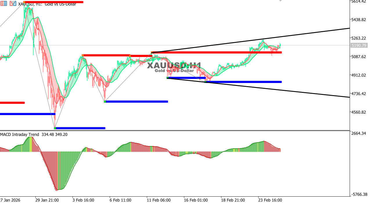 XAU/USD chart on the hourly time frame