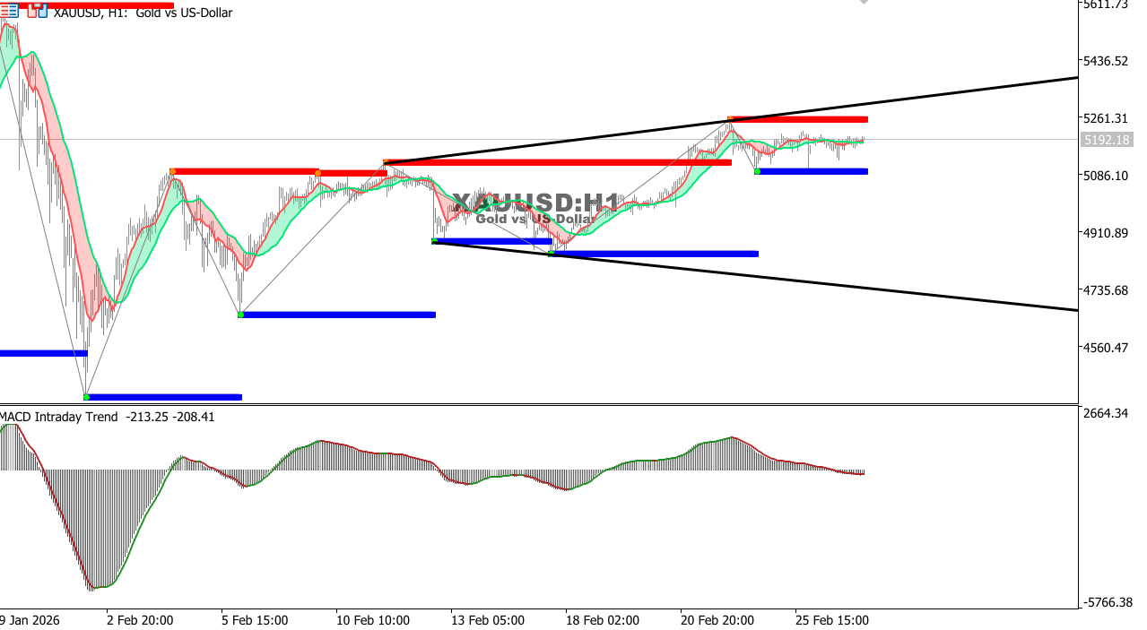 XAU/USD chart on the hourly time frame